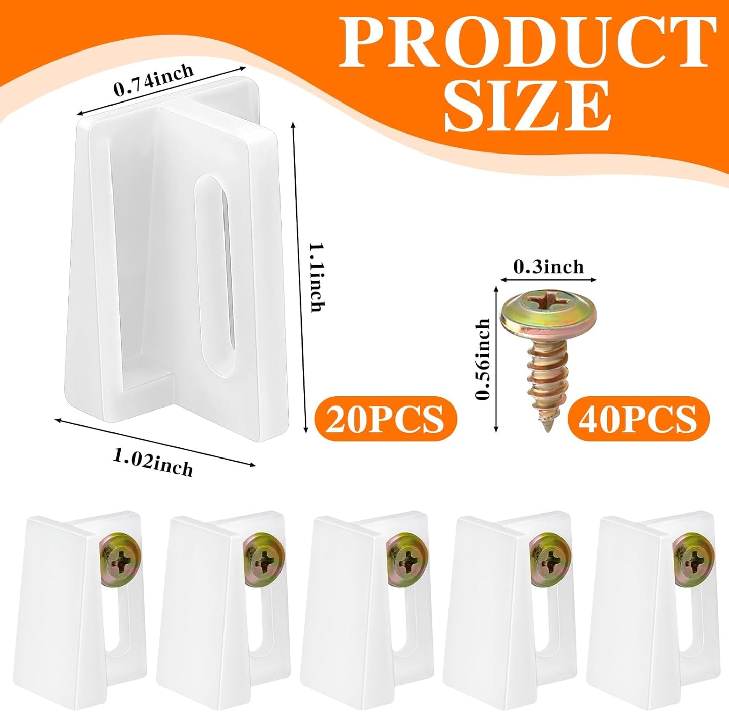20 Pzas Guía Puerta Bolsillo Plástico 1-1/8pulg