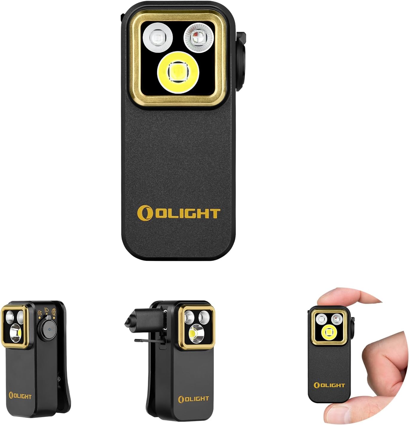 Linterna EDC Oclip Pro S con LED blanco UV RGB 600 lúmenes negro