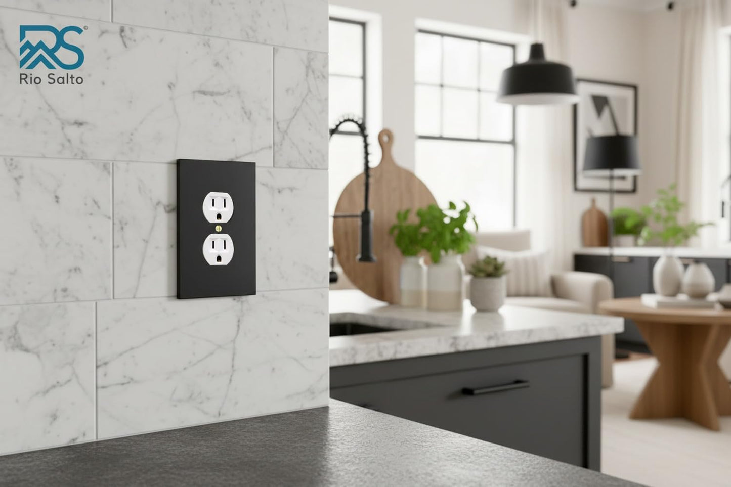 Cubiertas enchufes placa interruptor negro mate 2 pzas