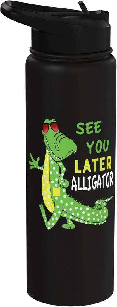 Botella de agua acero inoxidable aislada See You Later Alligator