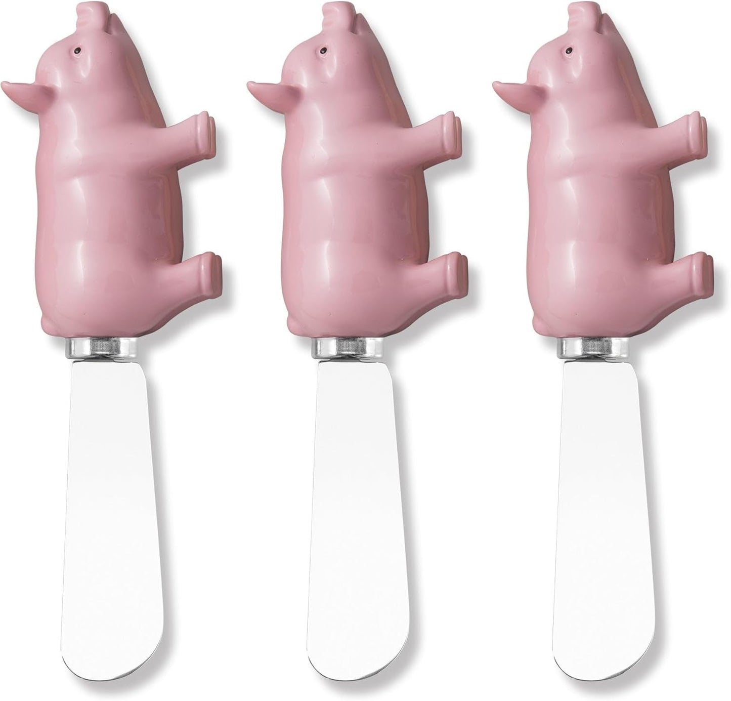 Set 3 Espátulas Acero Inox con Manija Cerámica Rosa