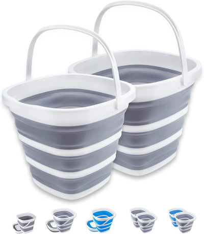 2 Cubos Plegables 10L 2.6gal para Exteriores Jardín Camping