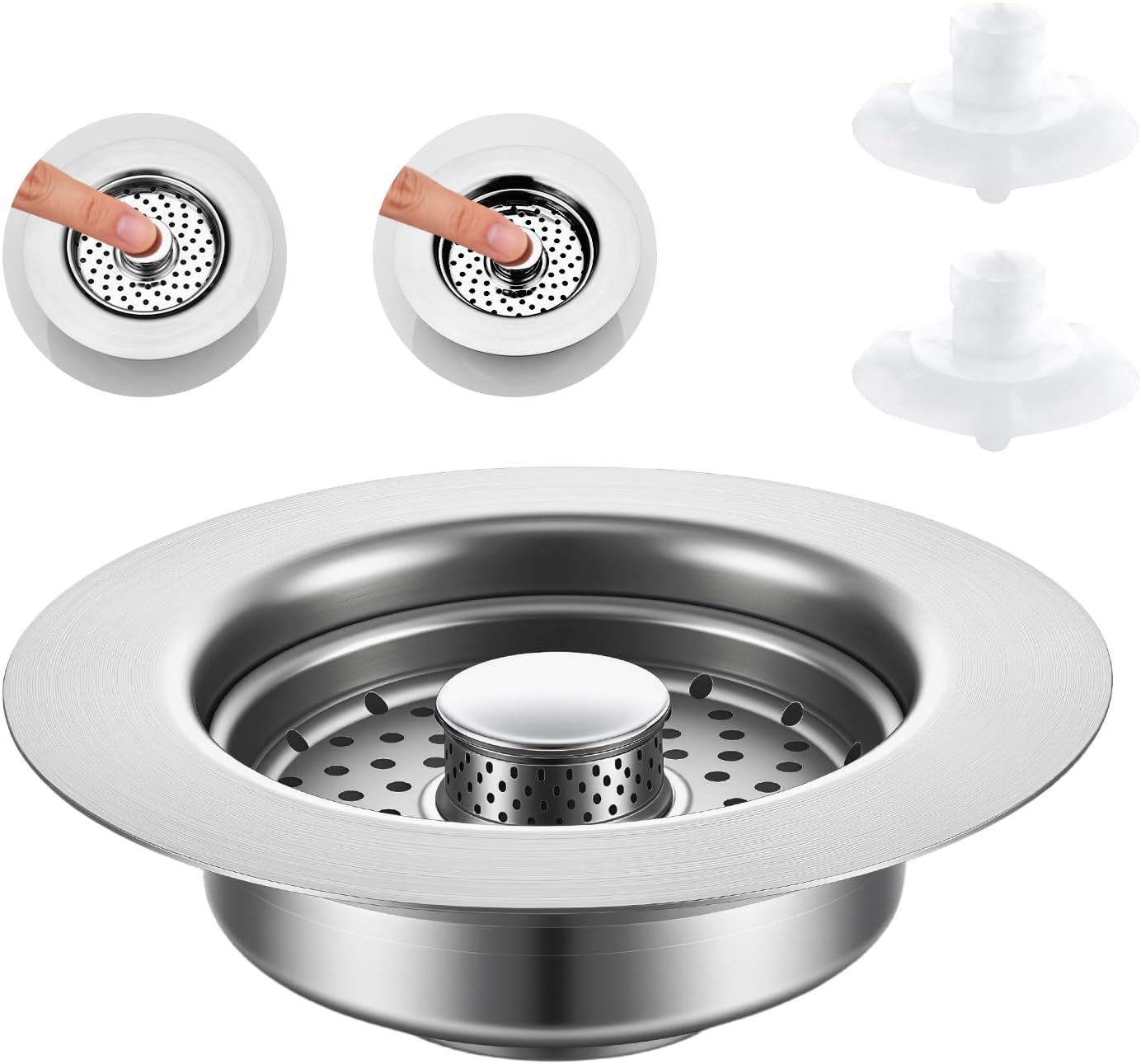 Colador drenaje fregadero 3en1 acero inox con cesta