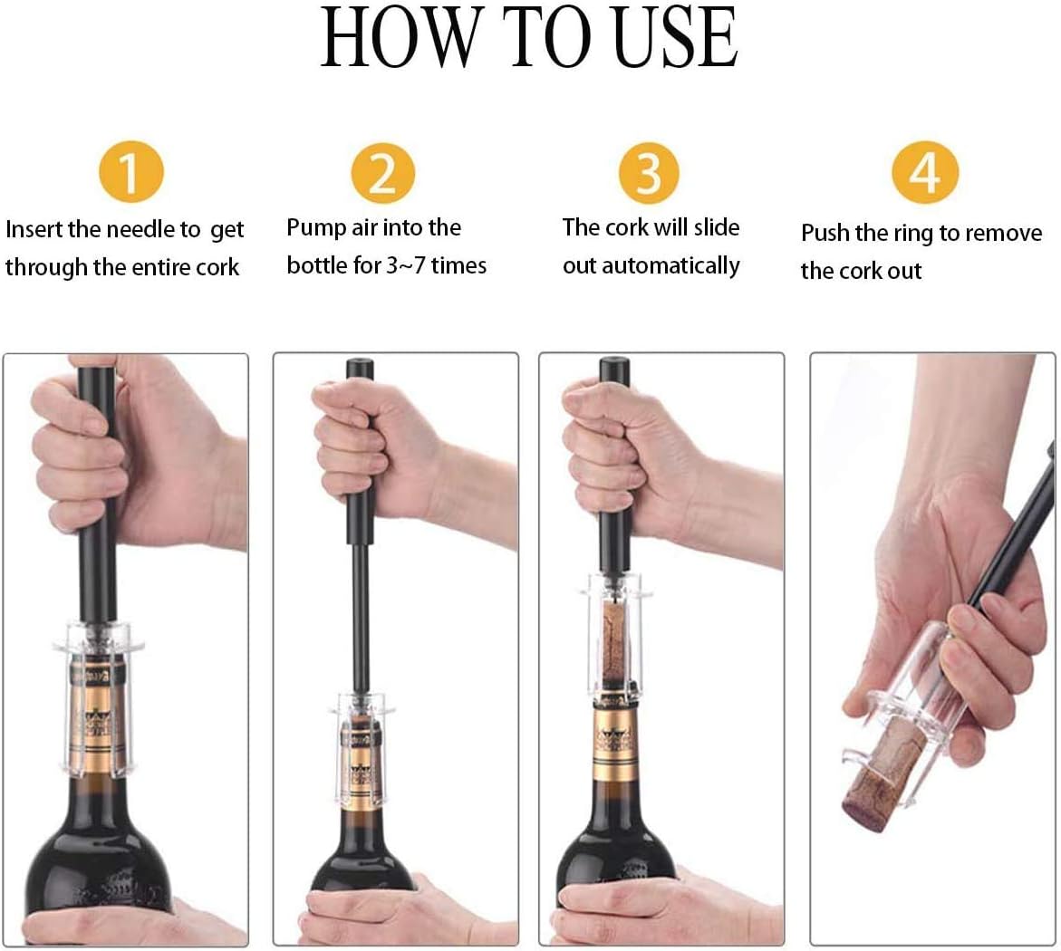 Juego de regalo de vino 4 en 1 con bomba de aire, cortador, vertedor y tapón de vacío