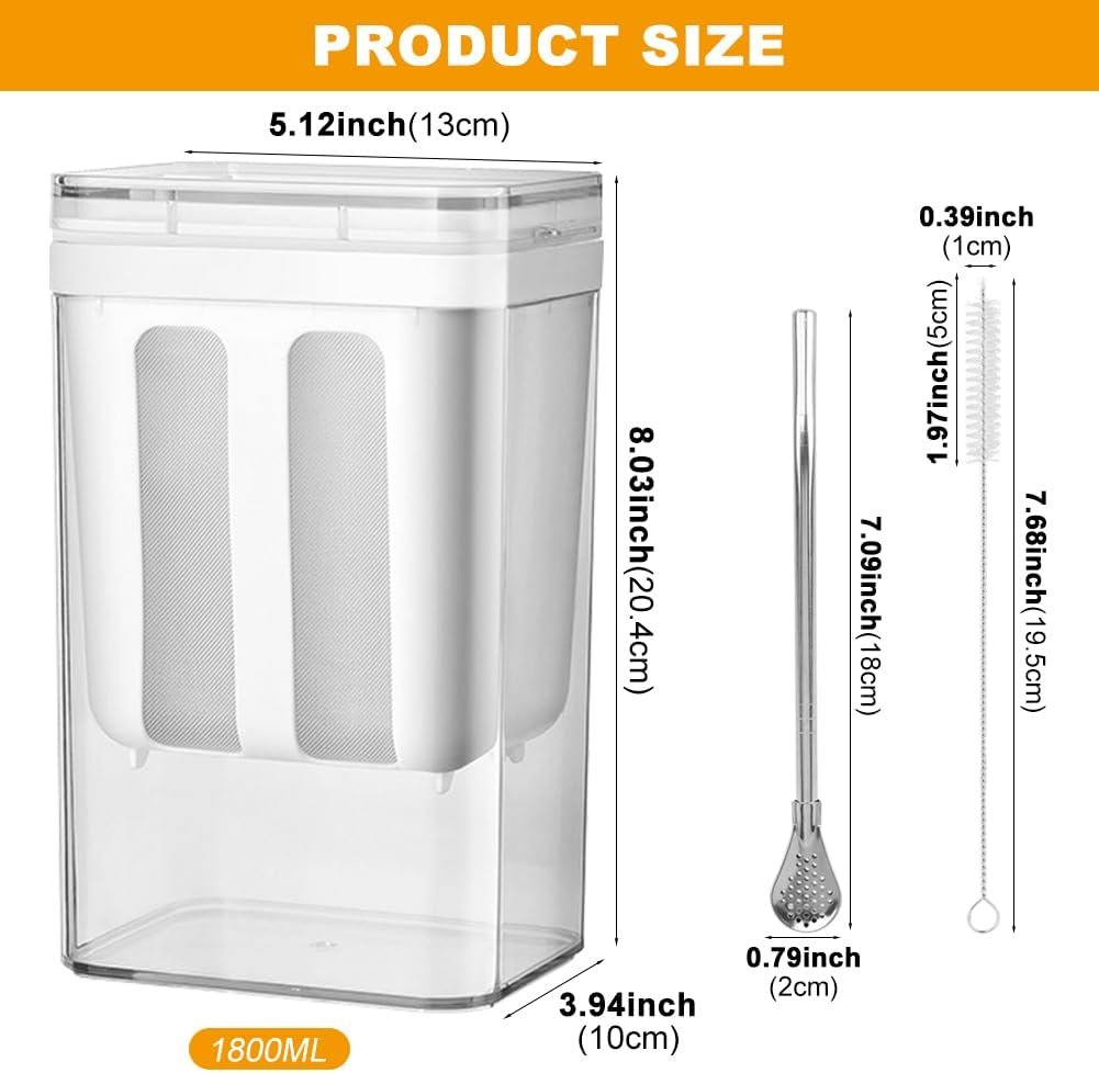 Cedazo de yogur griego de 1800 ml con bolsa de acero inoxidable