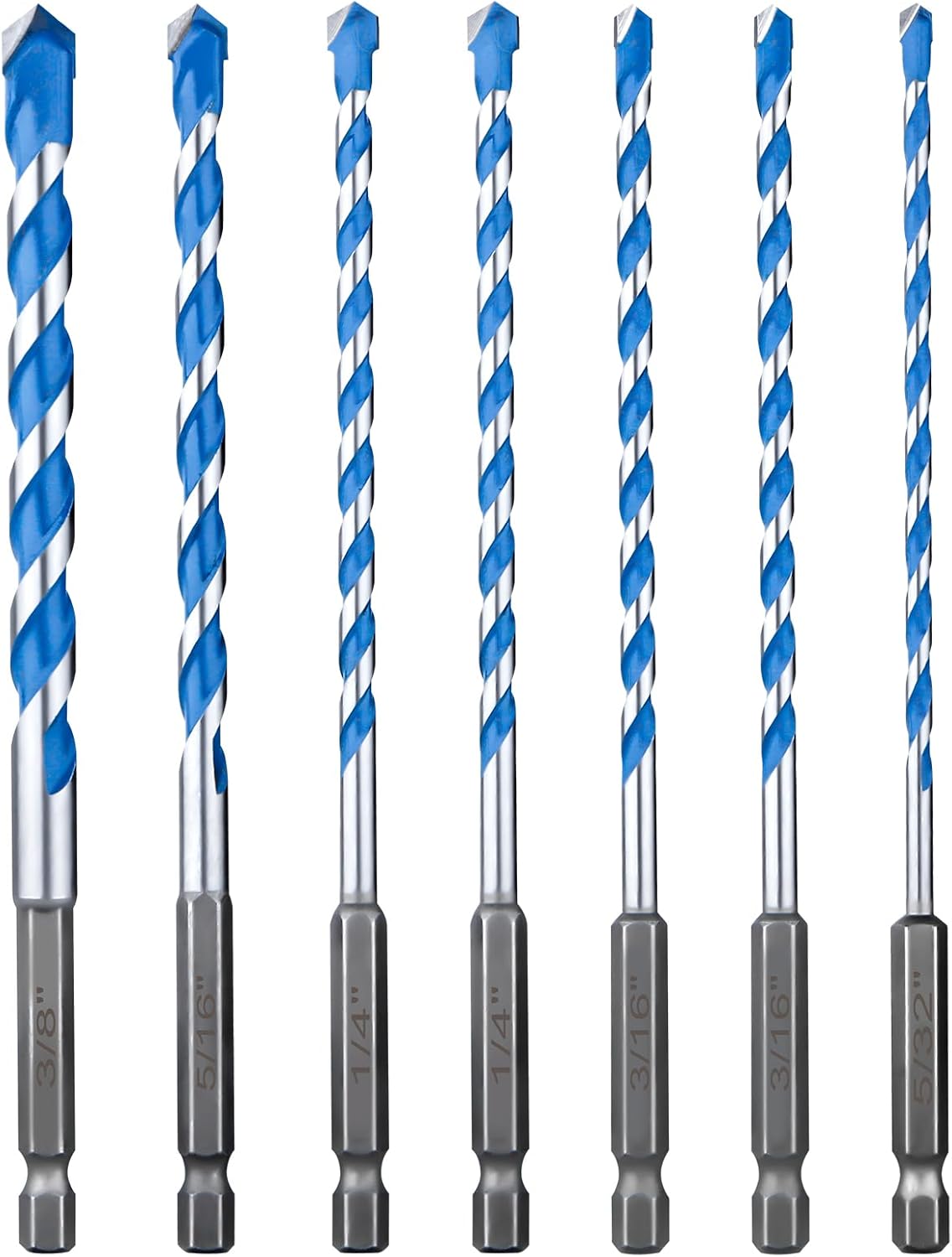 Set 7 Brocas Multimateriales Carburo 1/4pulg para Hormigón