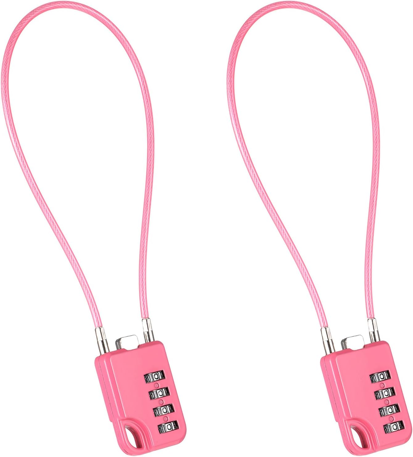 Candado combinación 4 dígitos rosa acero inox cable 12pulg