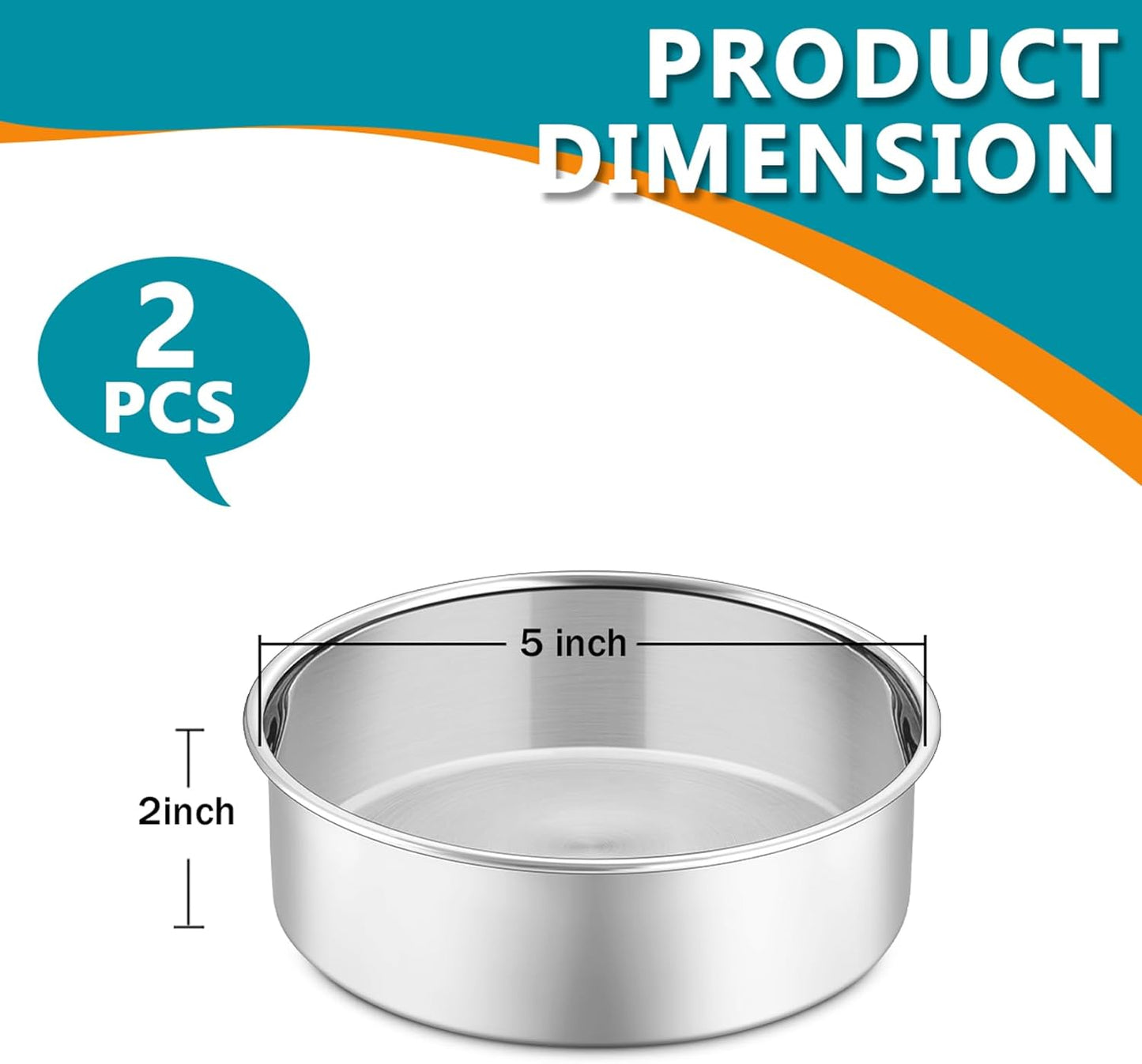 Juego de 2 moldes redondos de acero inoxidable para tartas de 5 pulgadas