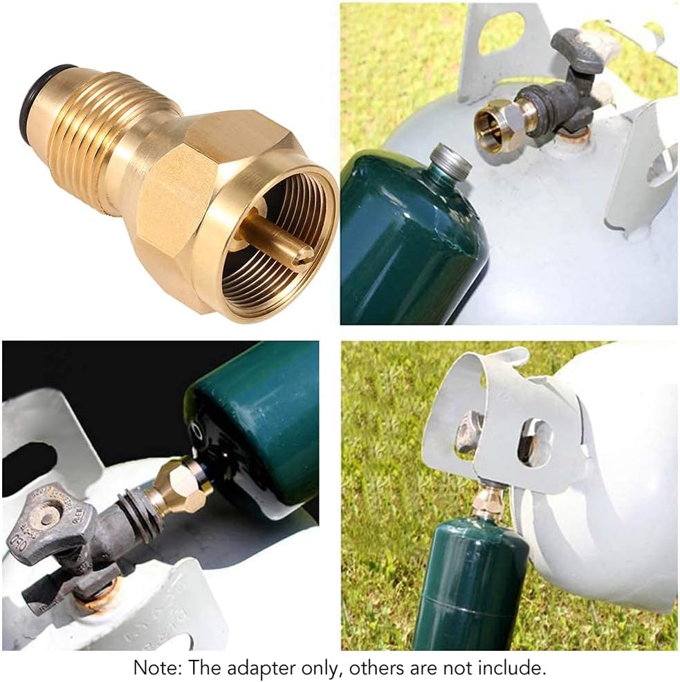 Adaptador recarga propano 1lb con 4 tapas universal latón