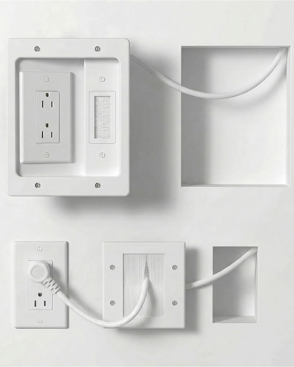 Kit gestión cables TV pared caja salida CA doble UL