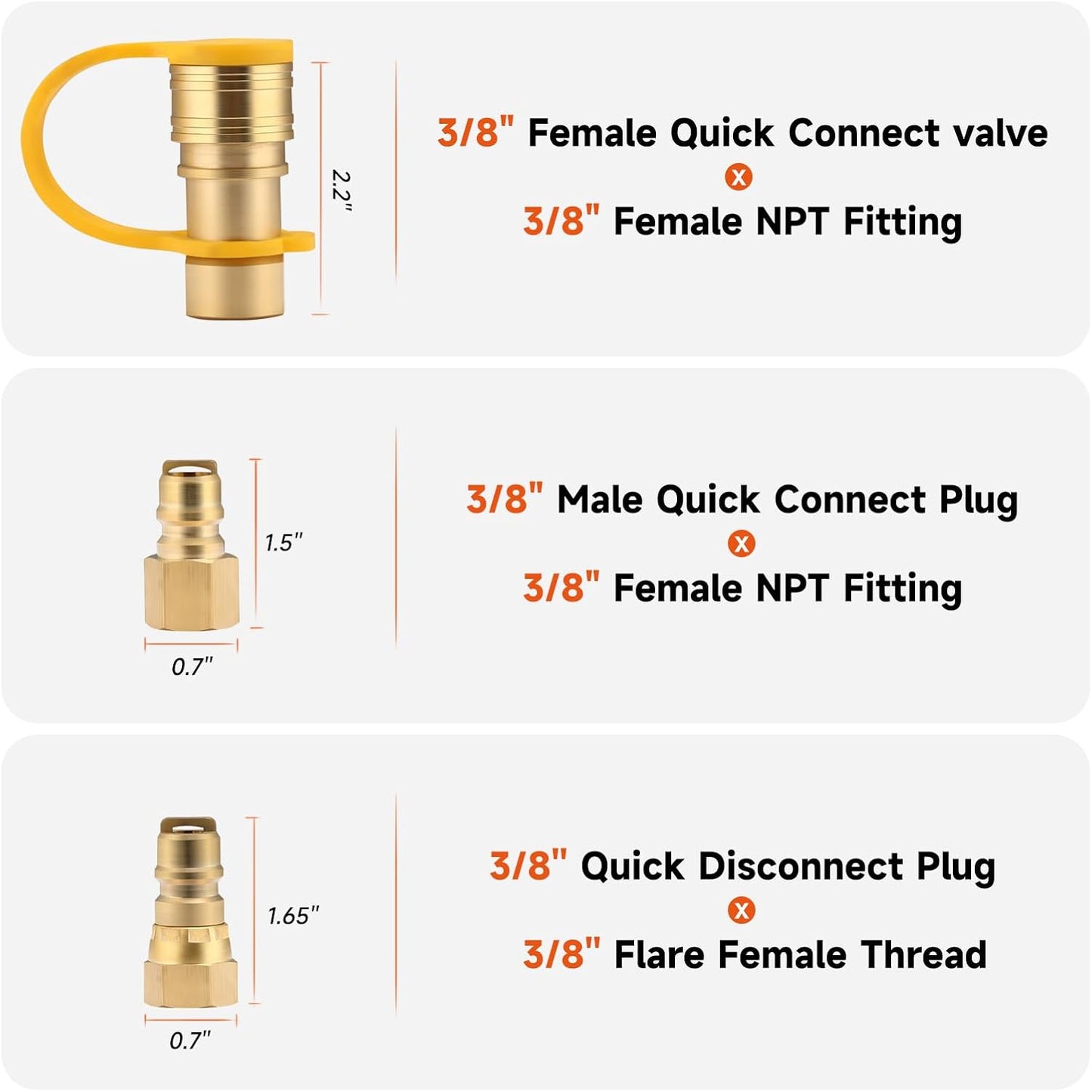 Kit conexiones gas 3/8pulg manguera propano LP