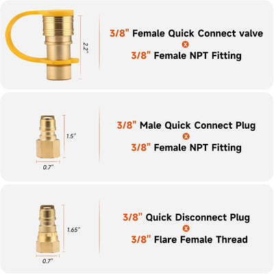 Kit conexiones gas 3/8pulg manguera propano LP