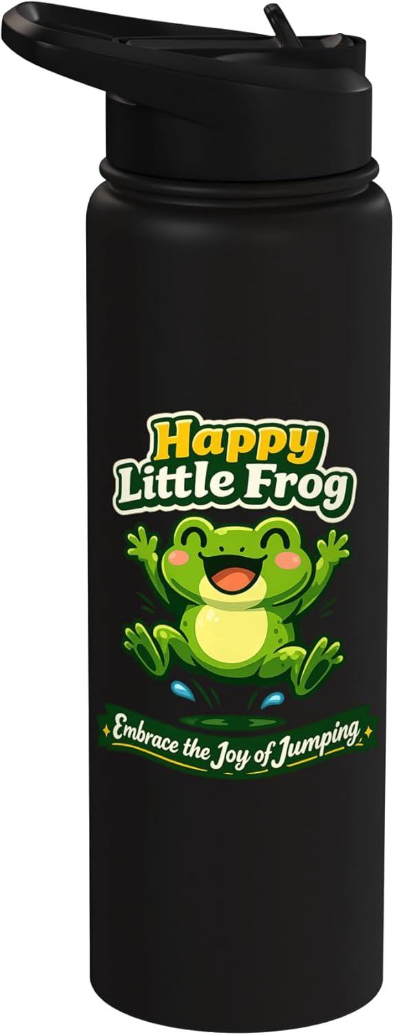 Botella agua acero inox aislada diseño ranas cartón