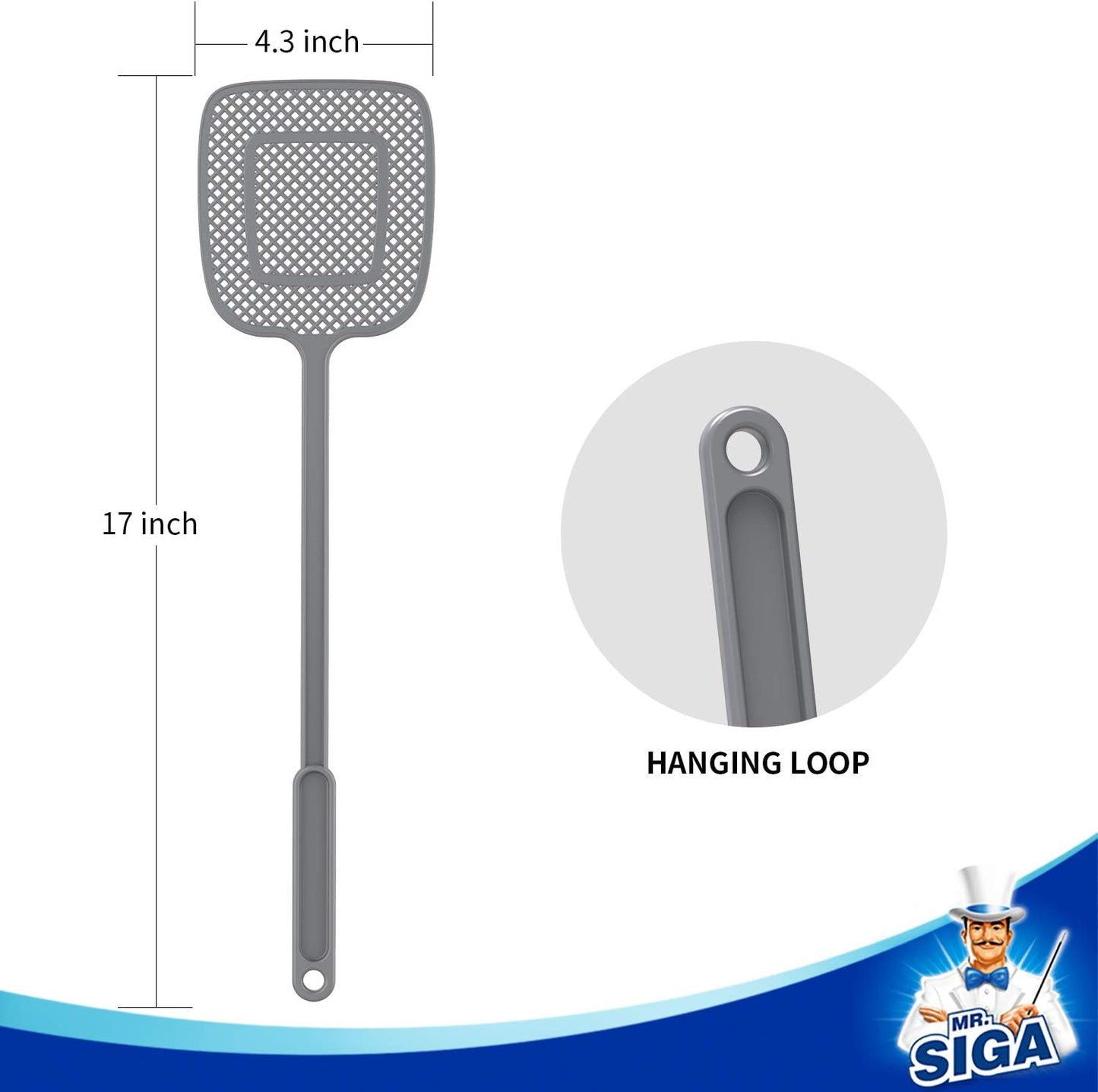 Matamoscas mango largo gris pack 6