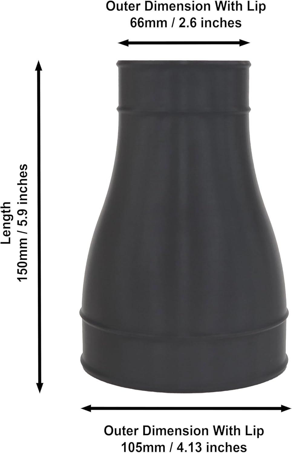 Adaptador reductor 4 a 2.5 pulg con flujo de aire max