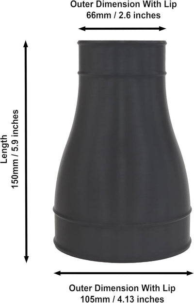 Adaptador reductor 4 a 2.5 pulg con flujo de aire max