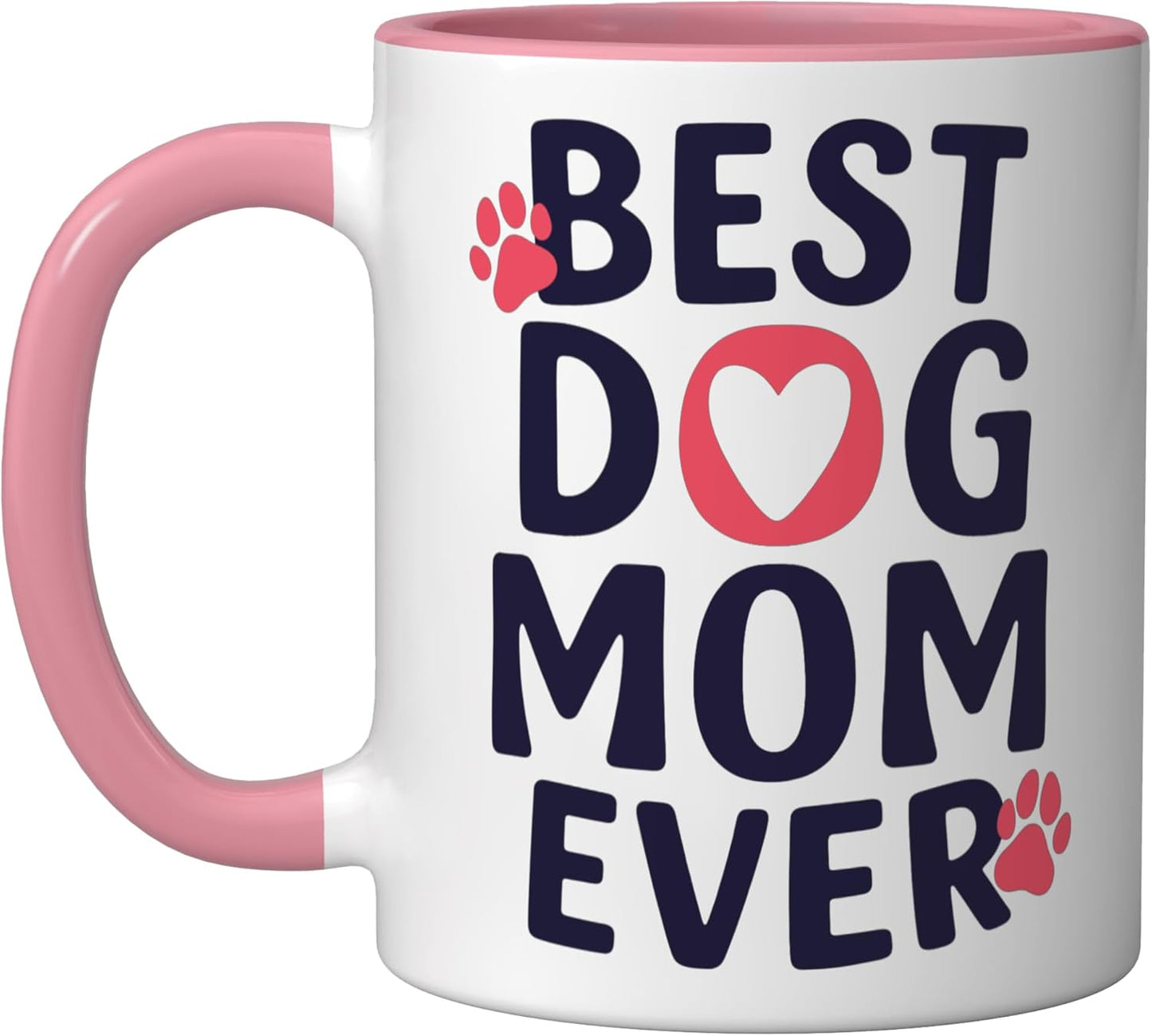 Taza para mamá de perro Best Dog Mom Ever rosa/blanca