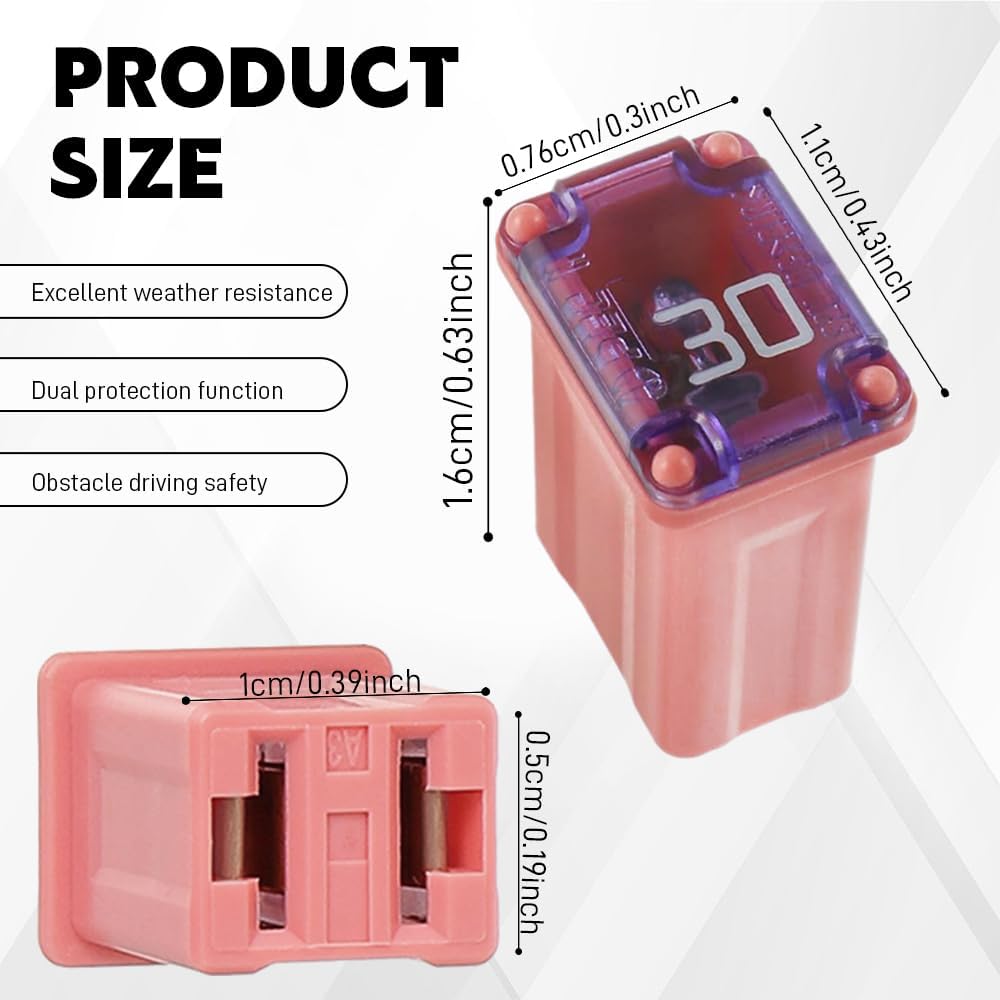 10 Fusibles Microcartucho 30A Kit Automotriz Surtido