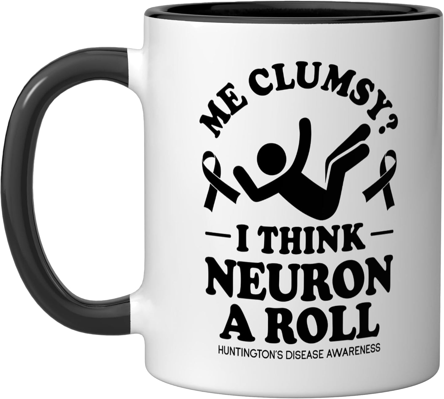 Taza cerámica para Huntington's Disease Warrior HD Awareness Negro/Blanco