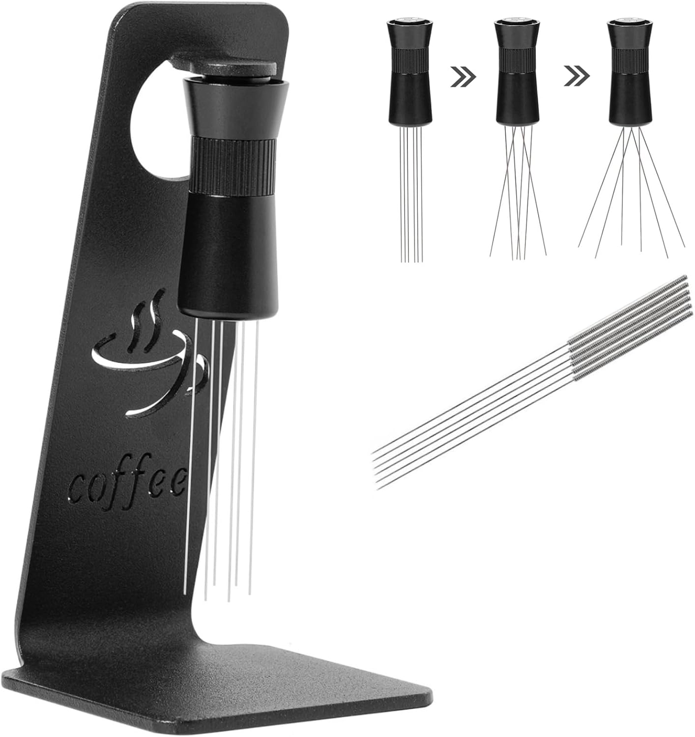 Herramienta espresso acero inox soporte magnético 6 agujas