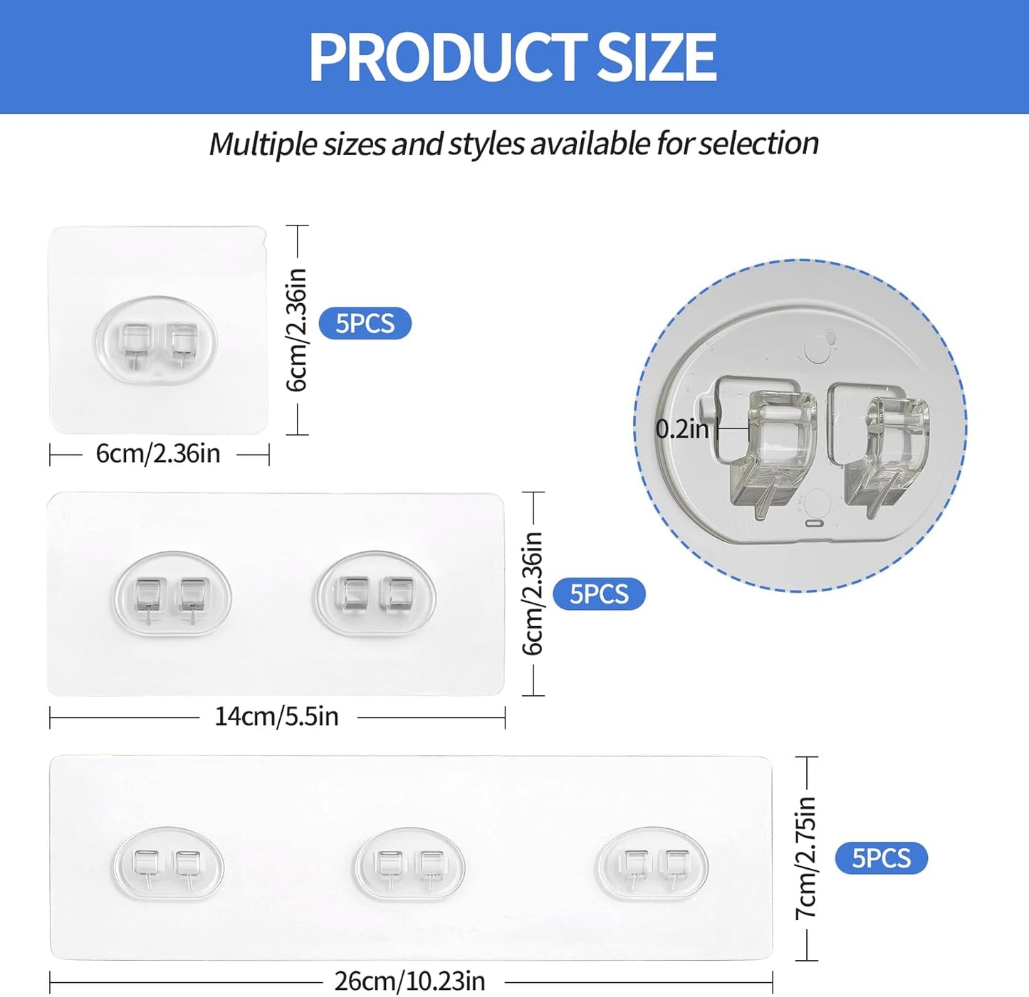 Pack 15 Soportes Regadera Adhesivo Transparente 3 Tamaños