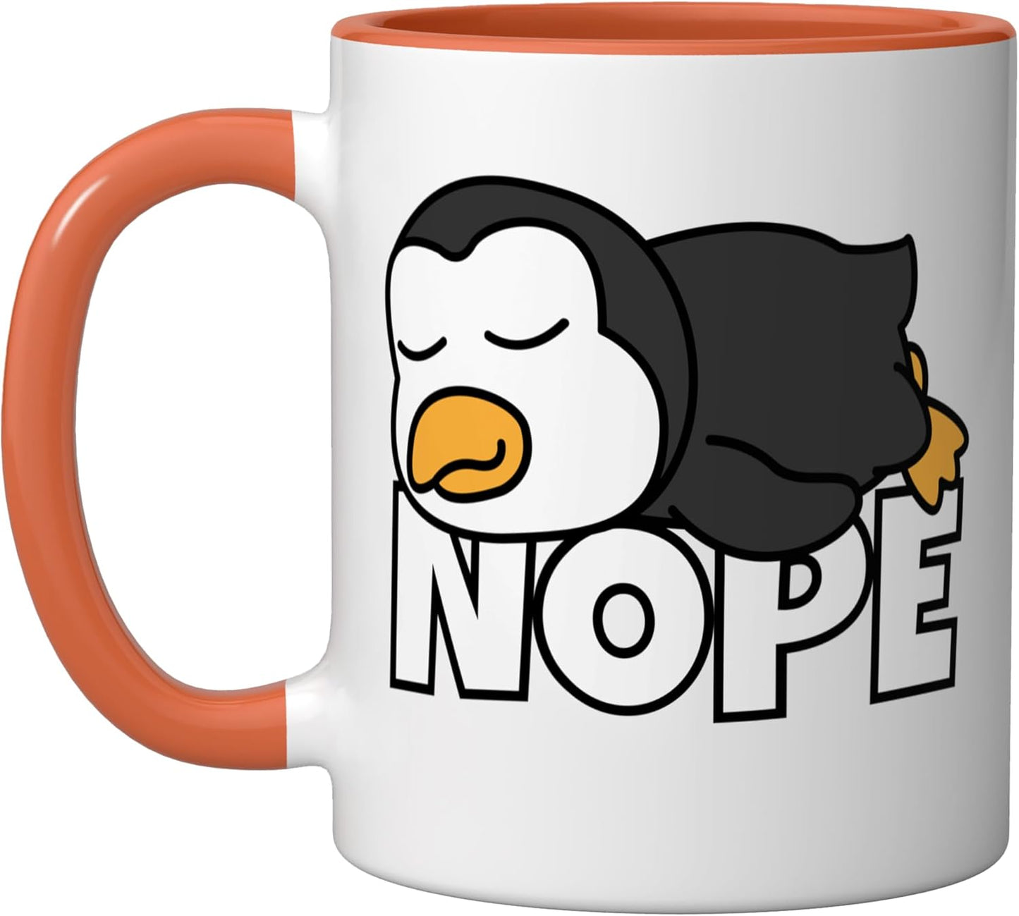 Taza Cerámica Lazy Penguin No Hoy Naranja/Blanco