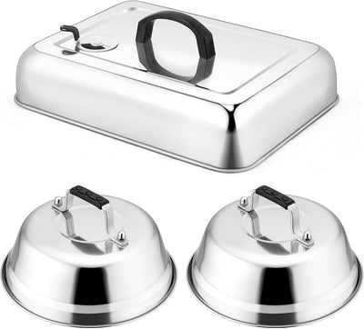 Cubiertas parrilla 3 Pzas acero inox 9pulg con tapas