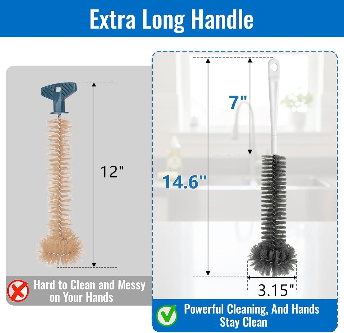 Cepillo largo 14.6pulg flexible para limpieza profunda
