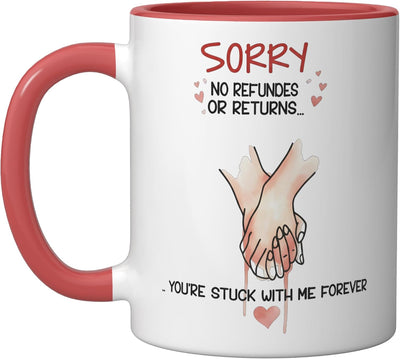 Taza cerámica para pareja amor eterno San Valentín aniversario rojo/blanco