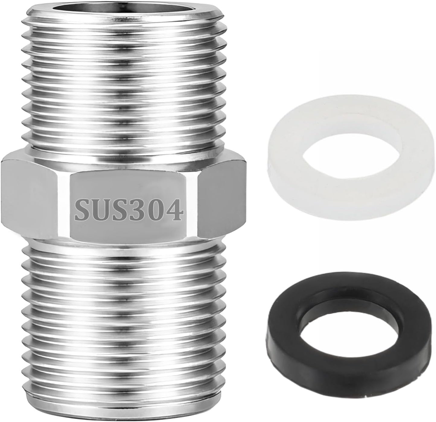 Adaptador manguera ducha acero inox extra largo
