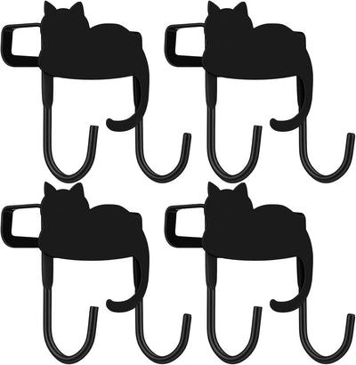 4 Ganchos Hierro Negro para Puertas Cocina Baño Oficina Doble