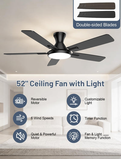 Ventilador techo 52pulg con luz LED control remoto 2700-6500K