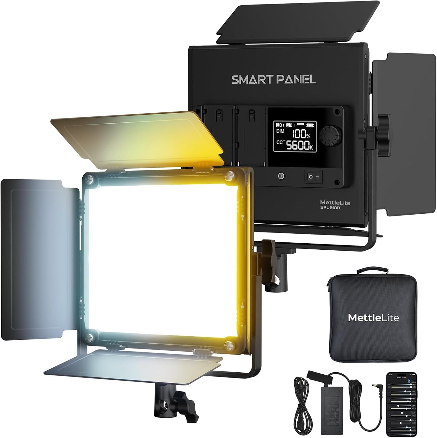 Luz LED bicolor estudio 3200K-5600K CRI 96 con soporte U y funda