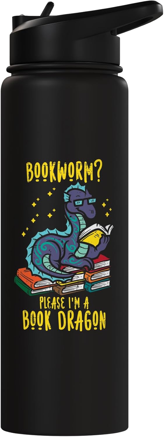 Botella agua acero inox aislada para niños libro dragón