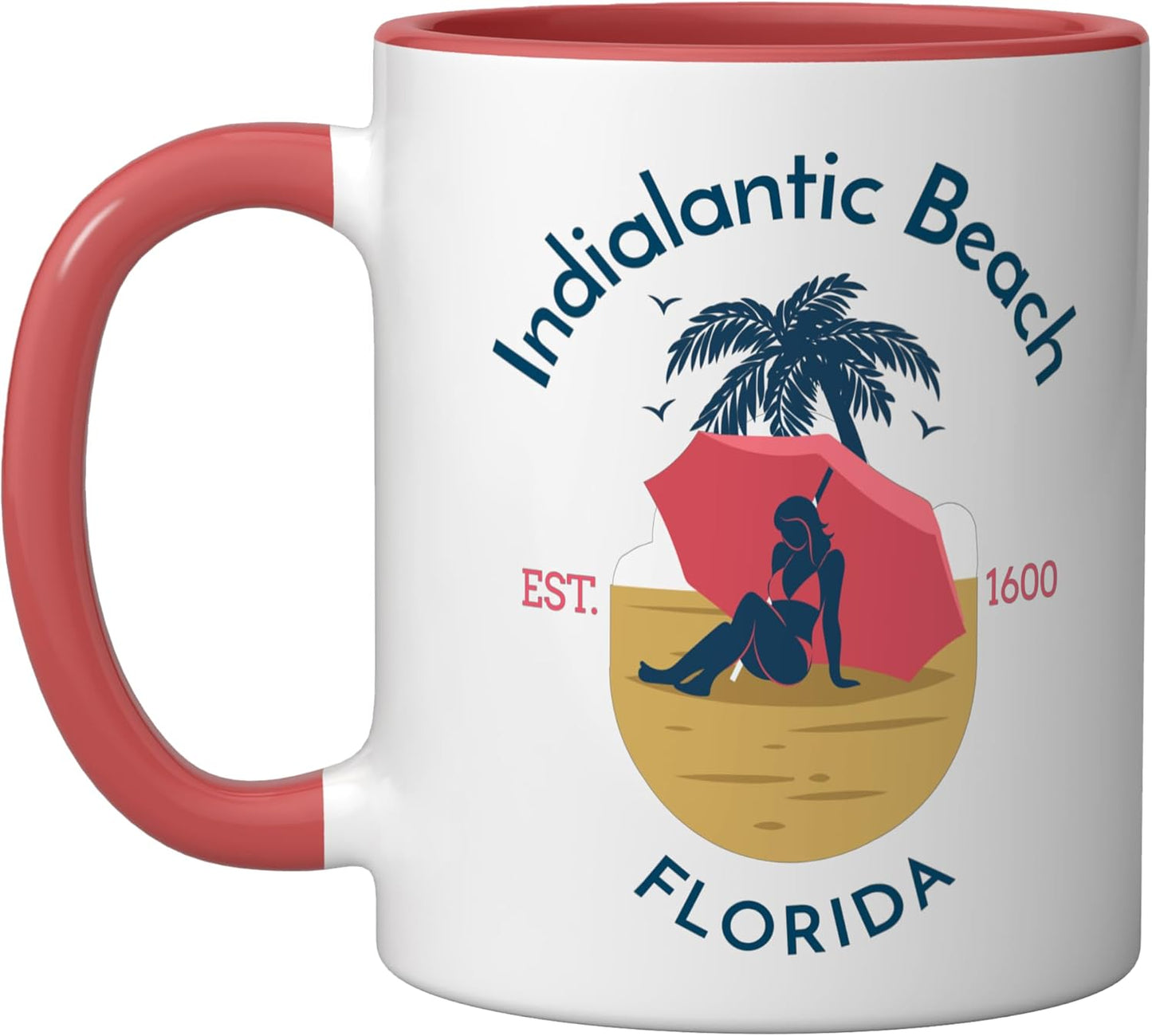 Taza Cerámica Indialantic Beach Florida Roja/Blanca