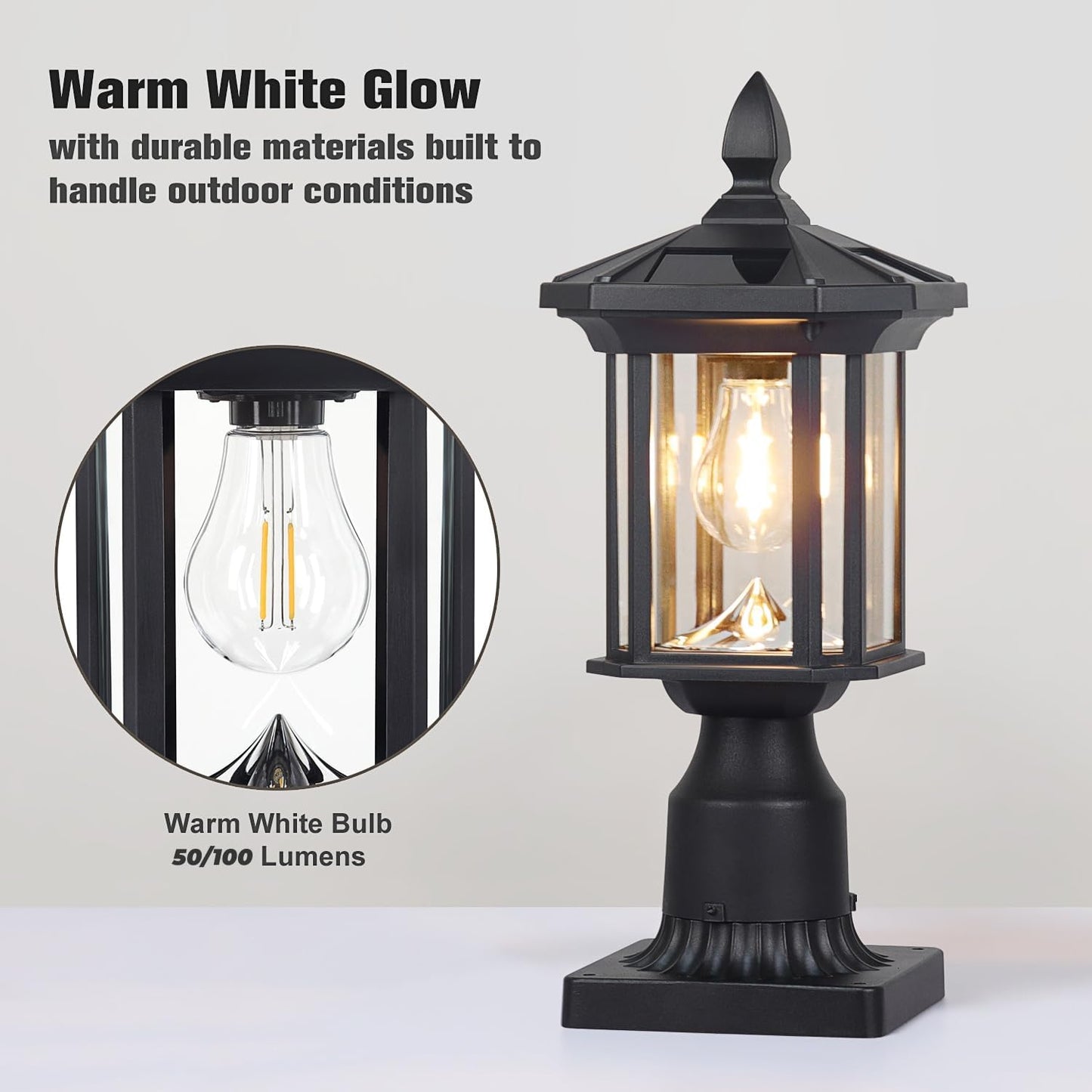 Luz solar LED impermeable para poste madera 6x6 pulg