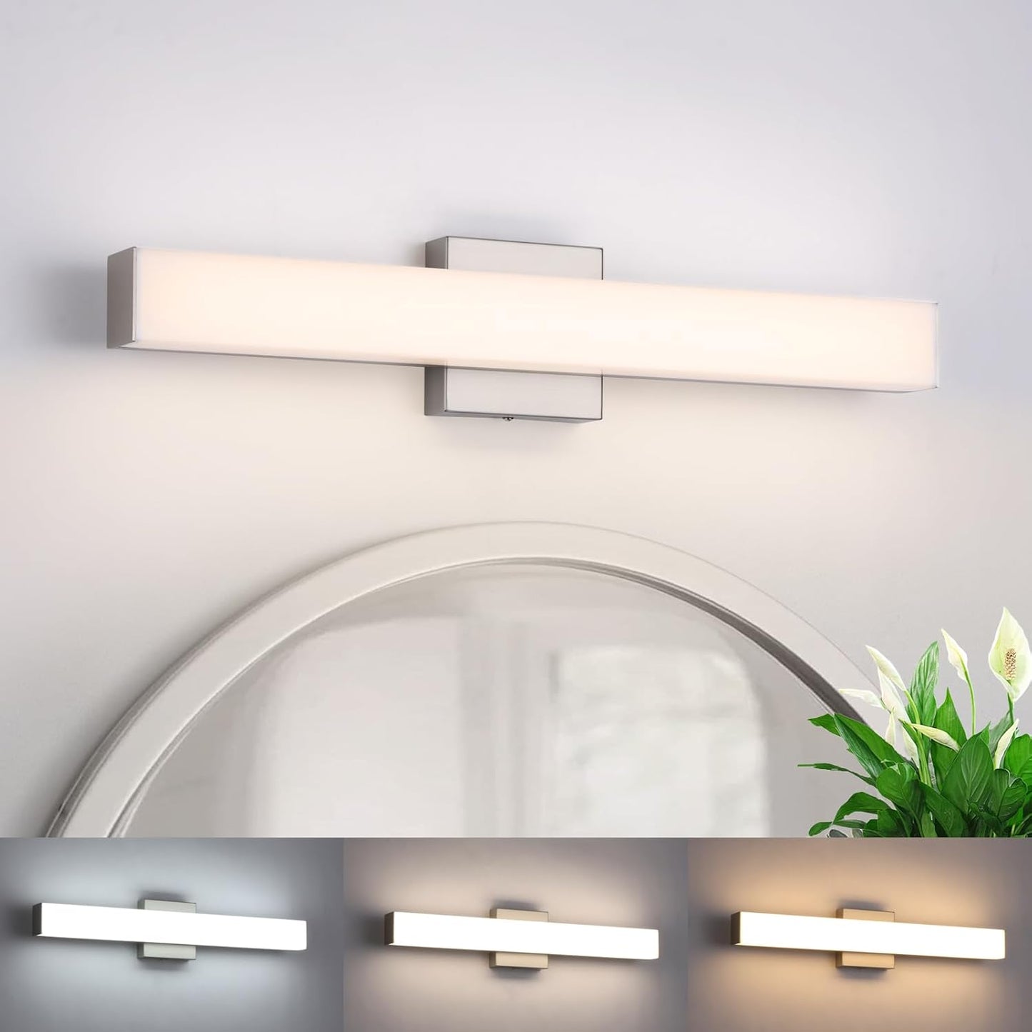 Luz LED baño 23.6pulg moderna color ajustable 18W