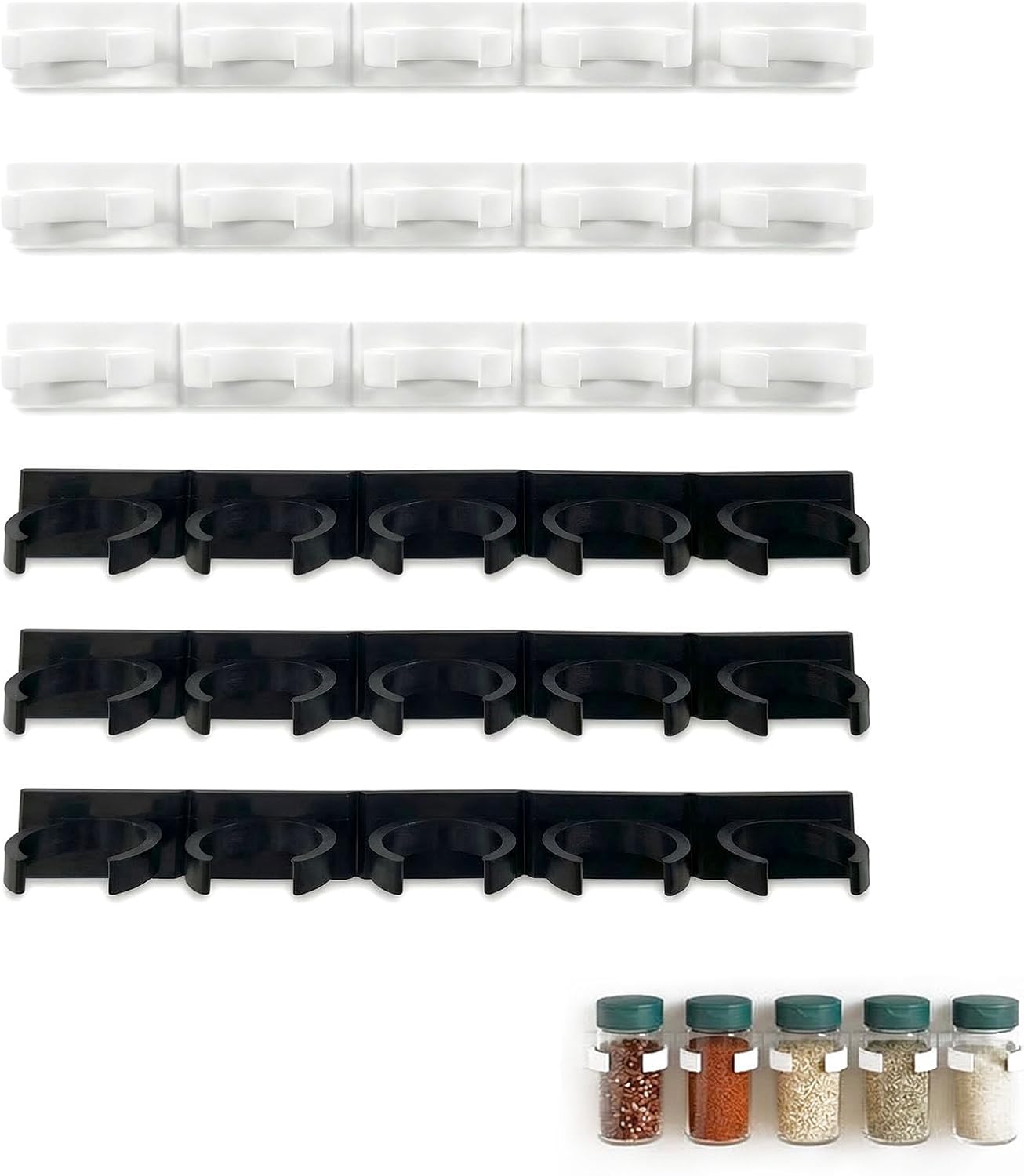 6 Clips Adhesivos Organiz. Especias Puerta Cocina Capacidad 30