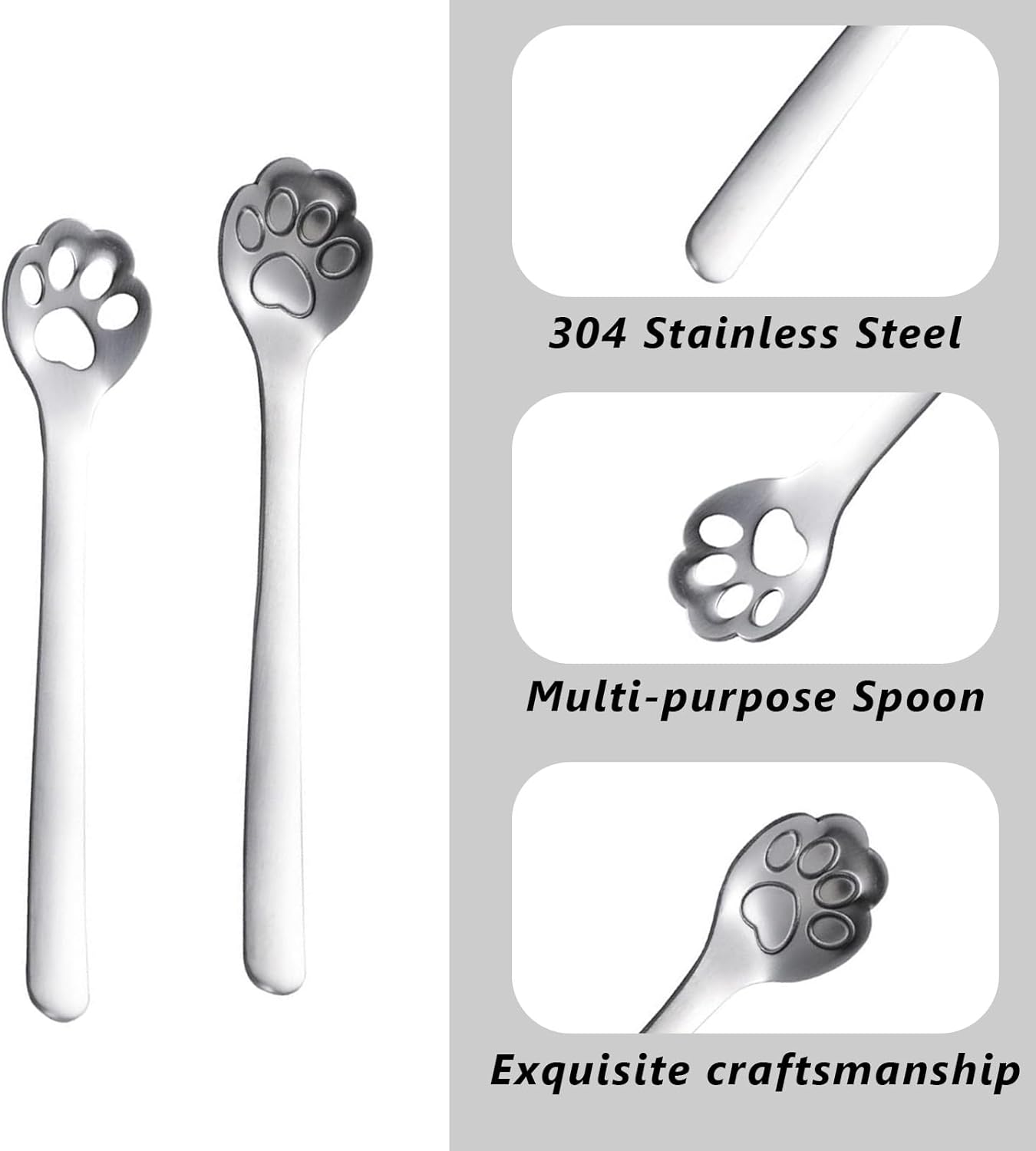 4 Cucharas Medidoras Acero Inox 5.9pulg para Gatos