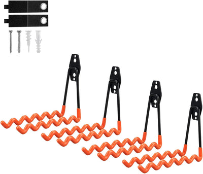 4 Ganchos Garaje Acero Antideslizante Naranja