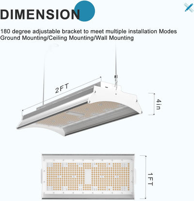 Luz lineal bahía alta 250W aluminio 5000K iluminación comercial