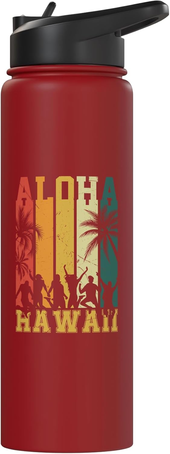 Botella de agua aislada de acero inoxidable Aloha Hawaii