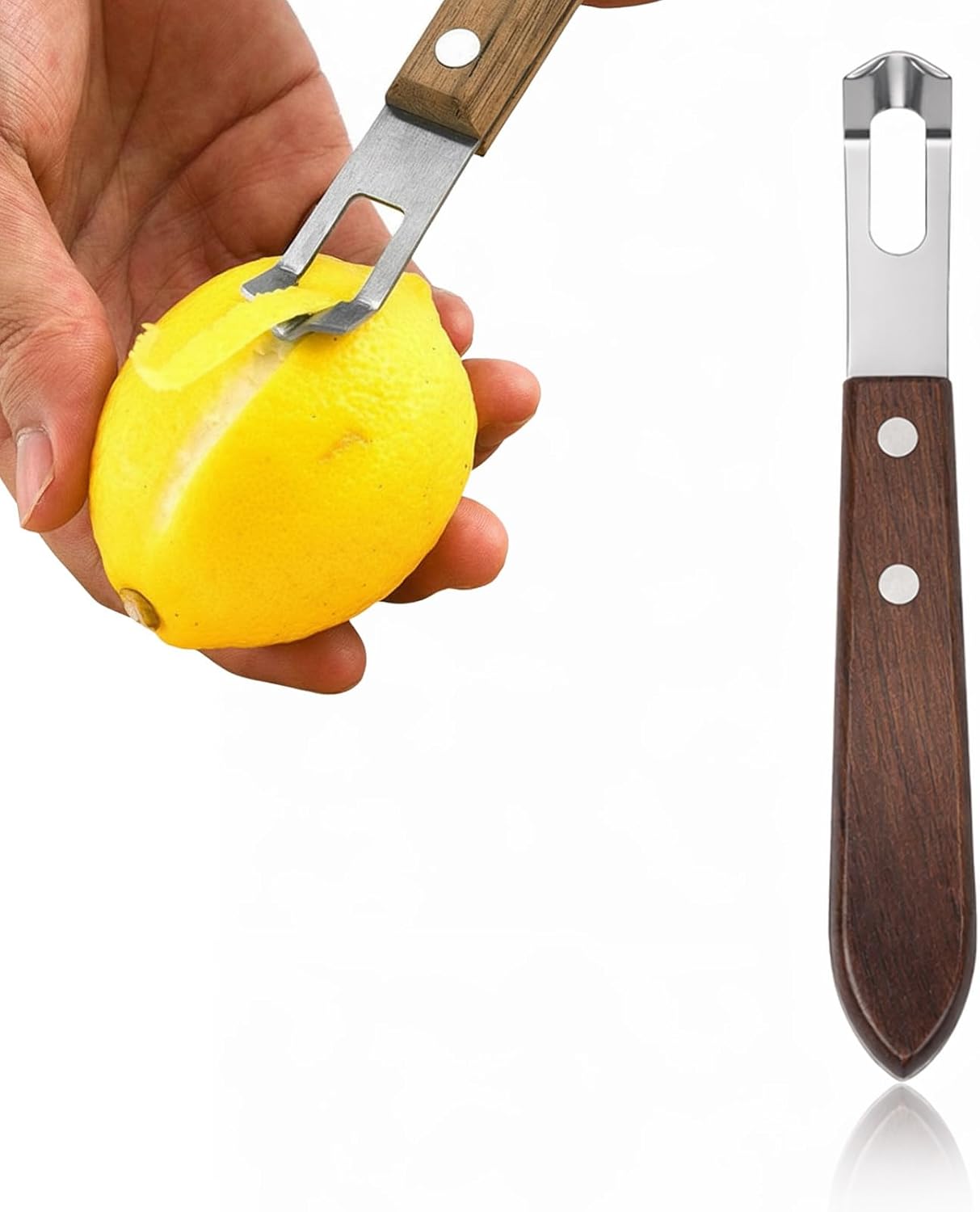 Cuchillo pelador limón acero inox mango nuez herramienta bar