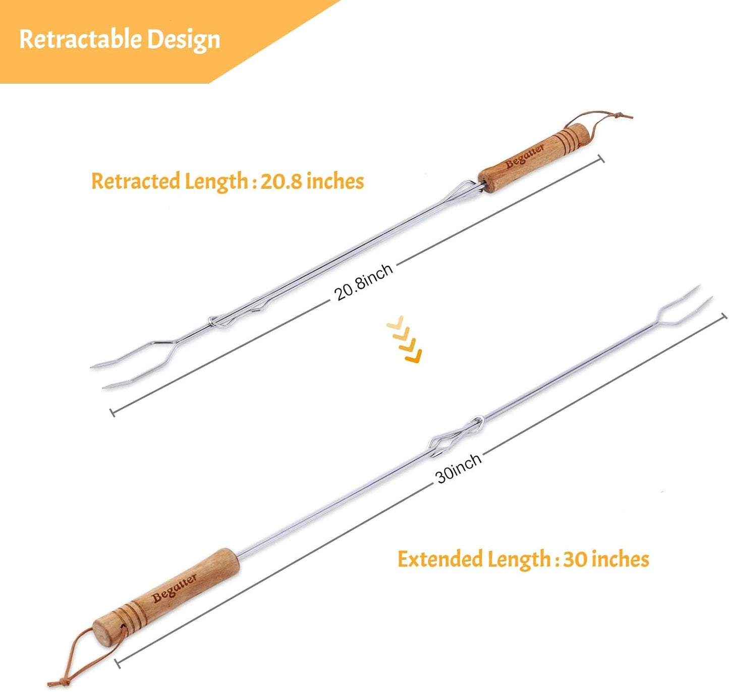 Palitos malvavisco extensibles para s'mores 4 pzas