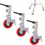 3 Ruedas Giratorias Soporte C Metal Base Goma Rojo