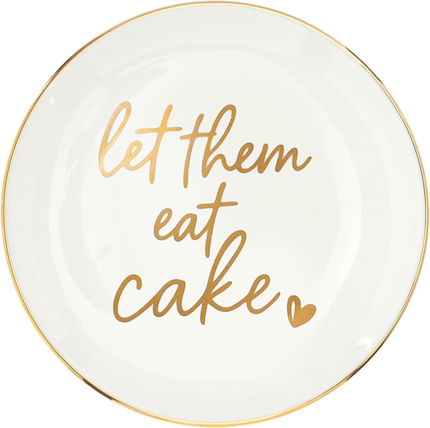 Set 4 Platos Cerámica 6pulg Blanco Oro Let Them Eat Cake