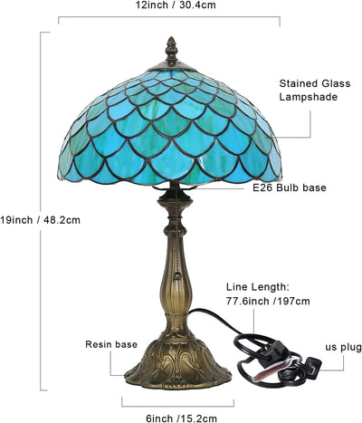 Lámpara vitral estilo escamas peces 12x12x19pulg