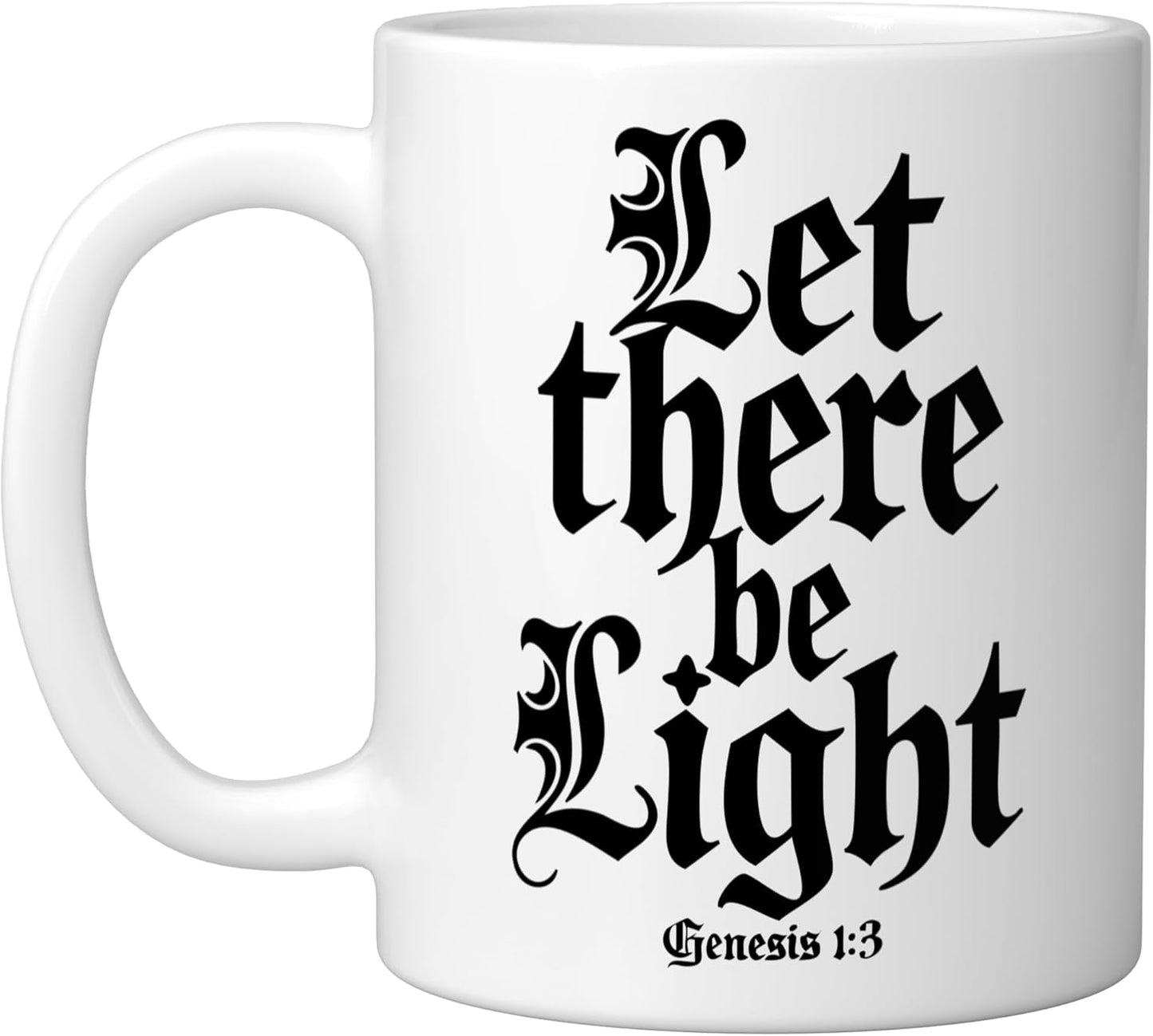 Taza cerámica Gothic Scripture Let There Be Light Creación blanca