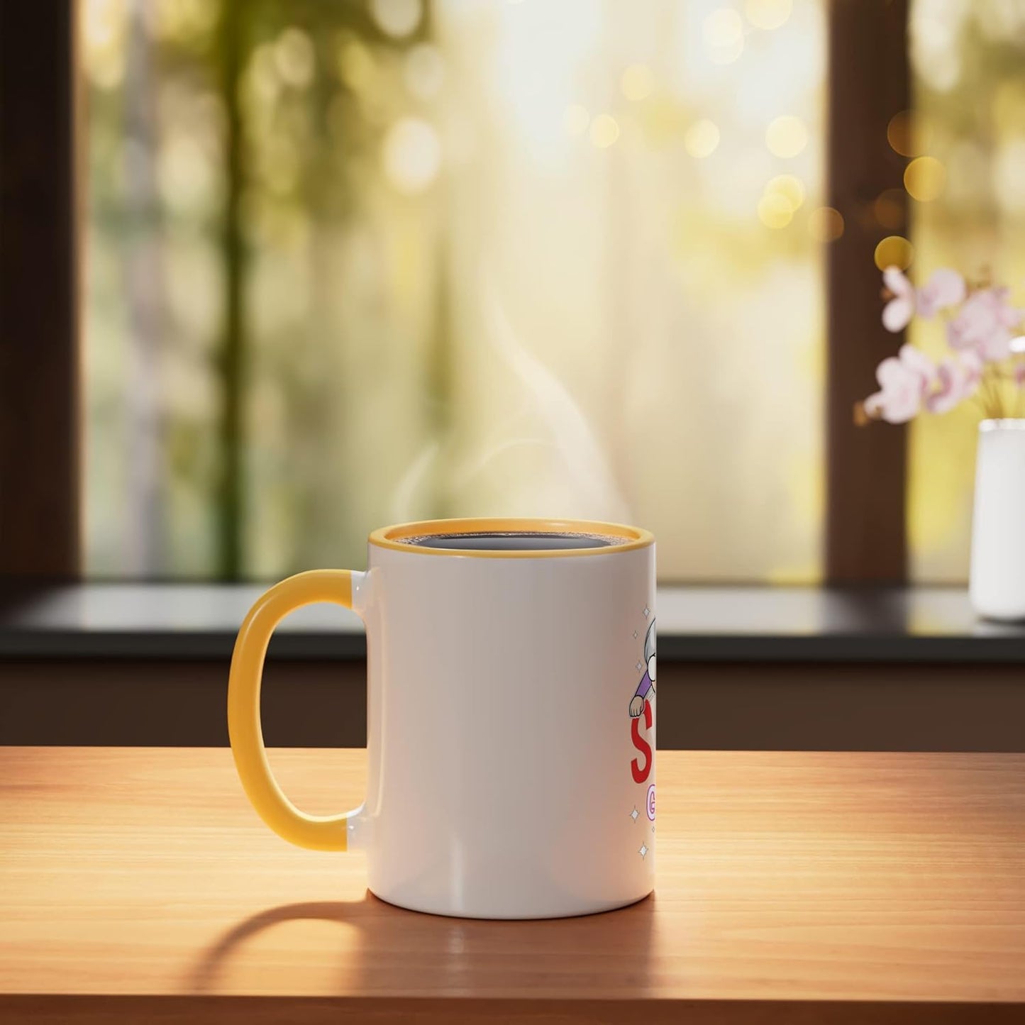 Taza Cerámica Super Abuela Héroe Amarillo Blanco