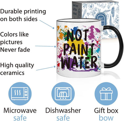 Taza de café divertida con texto Not Paint para profesores y amantes del arte